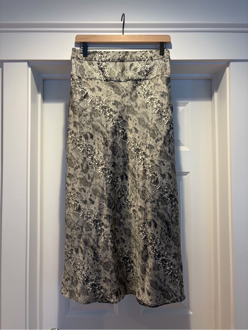Free People Snake-Print Midi Skirt in Black and Cream